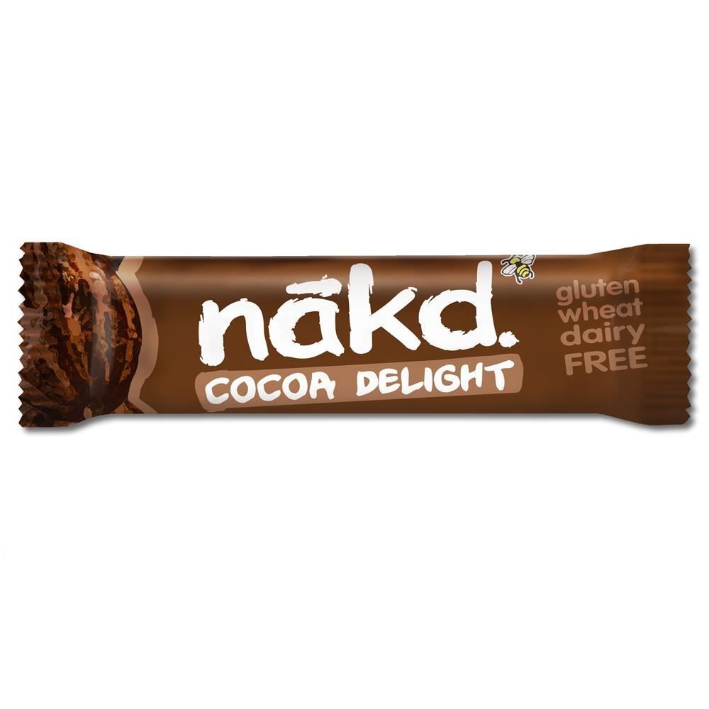 Barras sin gluten Nakd Cocoa Delight 35 g - Paquete de 18