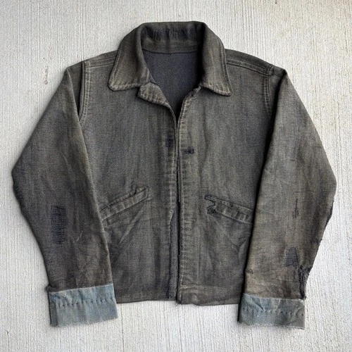 Rare True Vintage 1930s 1940s Cone Mills Salt and Pepper Fabric Jacket Small - product listing photo