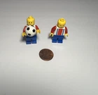 Lego SOCCER Minifig Lot of 2 #4 and #7 Red and Blue Players w/ Ball Vintage
