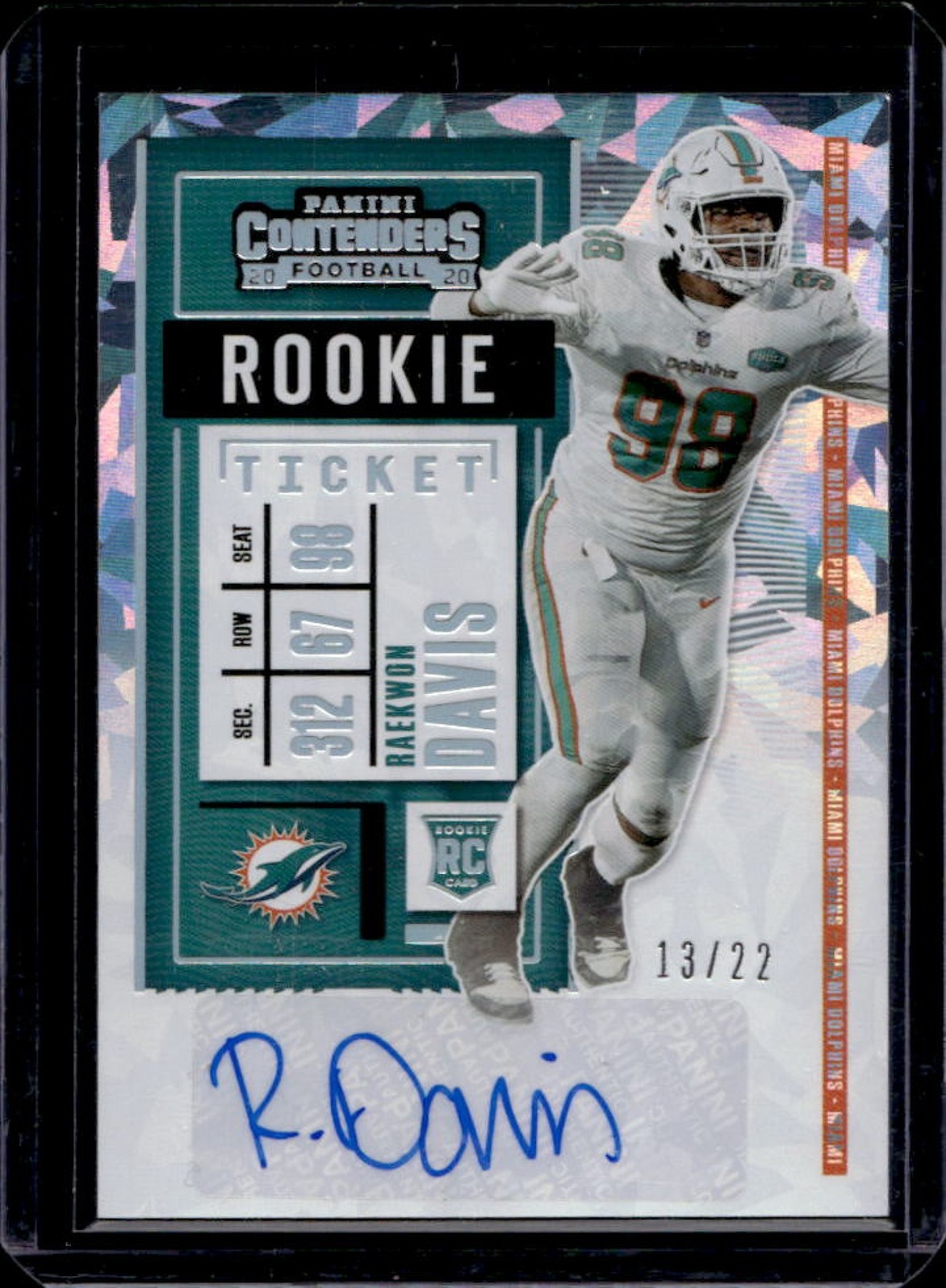 Raekwon Davis Panini Contenders #166 Autograph-Cracked Ice