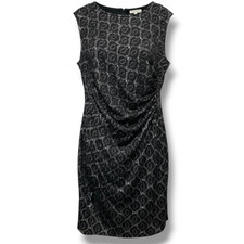 Chaus Women’s Black Lace Overlay Sleeveless Ruched Sheath Dress – Size XL