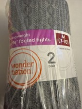 Wonder Nation Girls Footed Tights Medium 7-10 Grey  Blue NEW