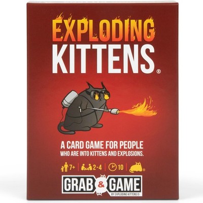 Exploding Kittens Grab and Game, 2-4 Players, 3.74 x 0.98 x 4.92 inches, Red