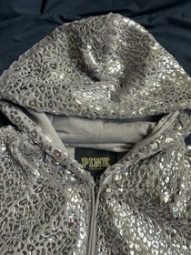 Victorias Secret PINK Limited Edition Faux Fur Foil Leopard Print Hoodie Size sm