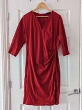 Winser London Pencil Dress UK14 Miracle Stretch Dark Red Work Office Smart G18