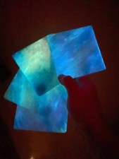 Recycled Plastic Coasters - (set of 2) Ice blue / glow in the Dark - Eco Gift