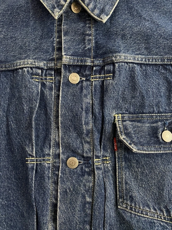 80’s Pre LVC Levi’s 506 Type 1 Vintage Trucker Jacket With Cinch Back | Size L - Image 3 of 4