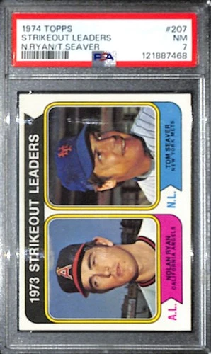 PSA 7 Tom Seaver 1974 Topps Strikeout Leaders #207 Mets Nolan Ryan