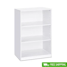 3 Tier Adjustable Shelf Bookcase Home Office Storage Easy Assembly Unit New