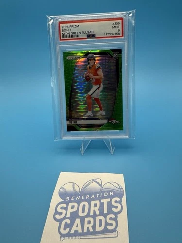 2024 Panini Prizm Bo Nix 309 Neon Green Pulsar PSA 9 Rookie,RC