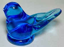 Vtg Leo Ward Bluebird of Happiness Signed Hand Blown Glass Figurine Terra Studio