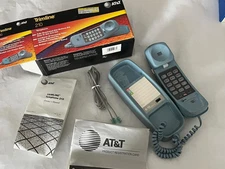 AT&T Trimline 210 Corded Phone Blue Wall Desk Telephone BOX Paper Work FREE SHIP