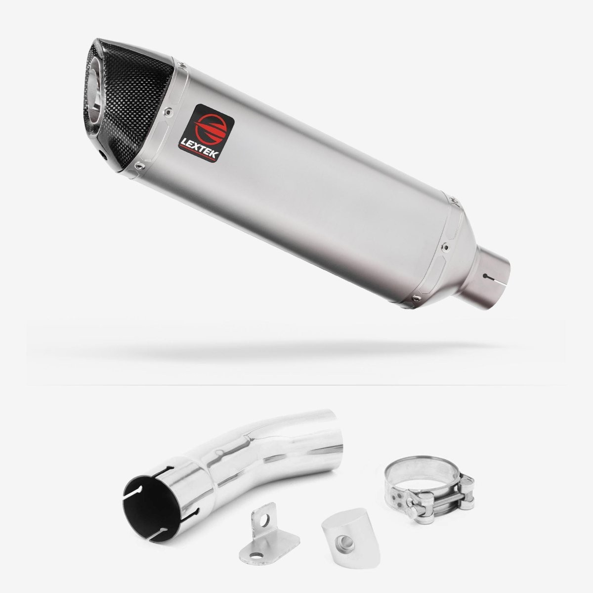 Lextek Stainless Steel VP1 Matt 300mm Exhaust with Link Pipe Silencer Chrome