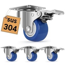 Stainless Steel Castor Wheels 2 Inch with Brake,Washable 304 Heavy Duty 2 INCH