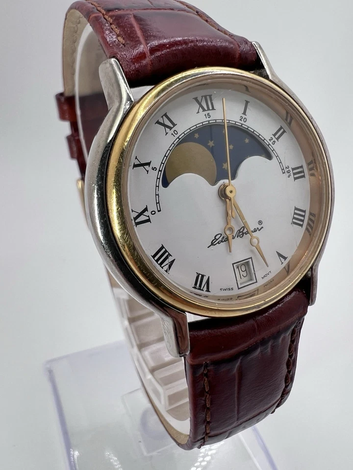 Reloj Eddie Bauer Vintage Fase Lunar Correa de Cuero Elegante Deportivo Único Años 90’s Foto 2 de 4