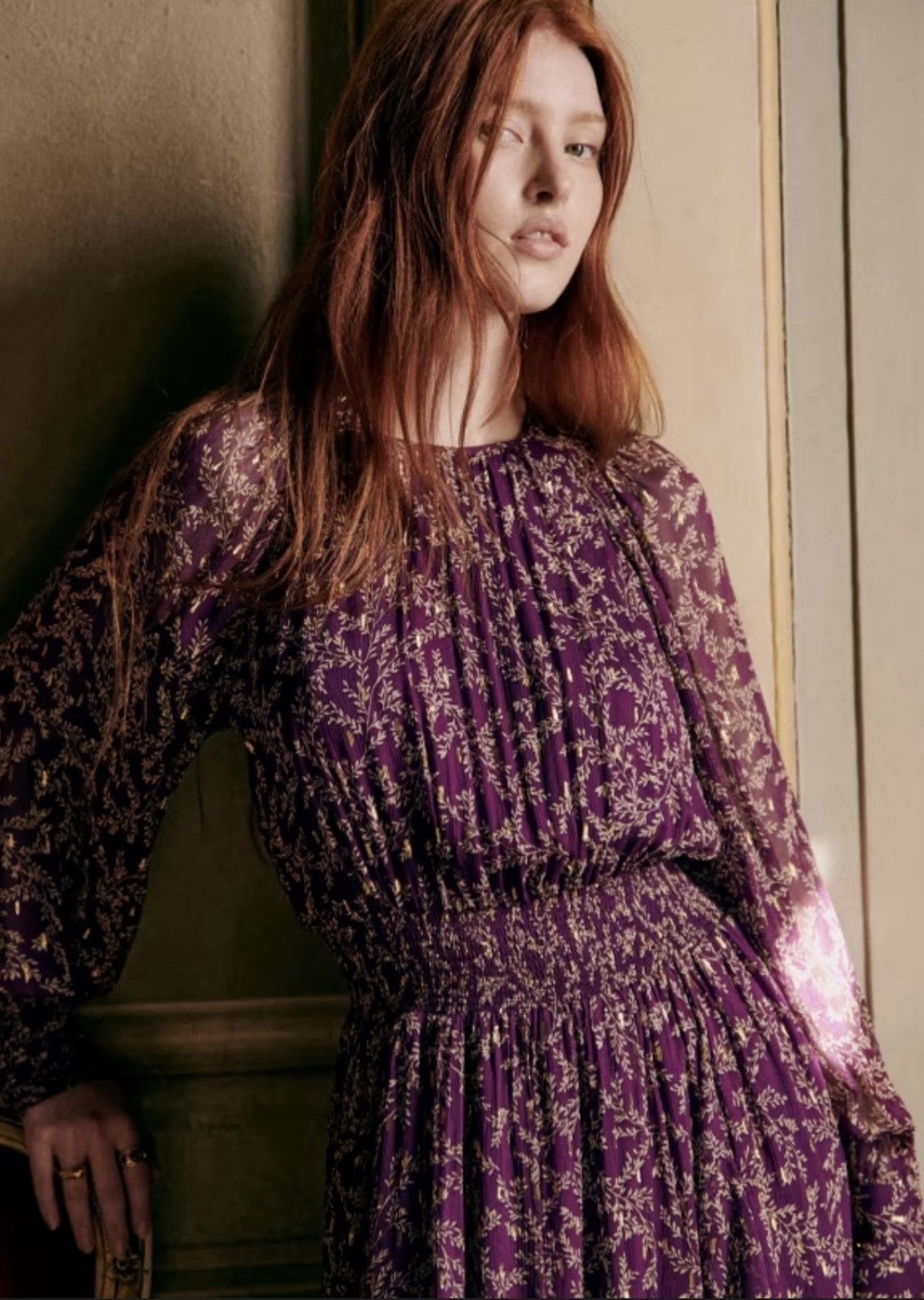NWT Sézane Purple Robe Priscilla Floral Backless Midi Maxi Dress