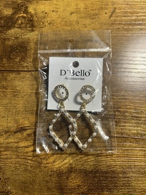 D Bello Gold Oval Earrings Pearl Dangle Earrings for Women