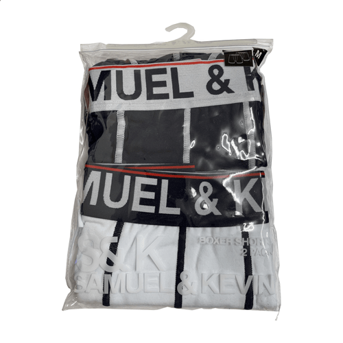 *Samuel & Kevin Herren Boxershorts 2er Pack - Weiß/Marine - Medium