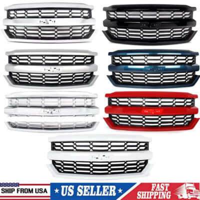 7 Colour Front Bumper Grille Assembly New Fit Chevrolet Silverado 1500 2016-2018