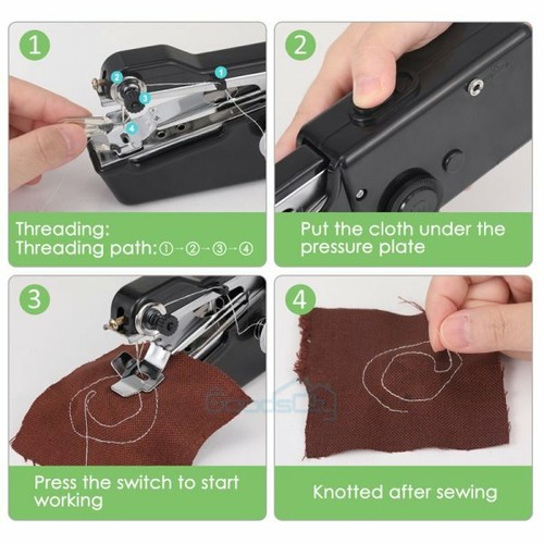 Hágalo usted mismo Mini máquina de coser puntada eléctrica manual portátil inalámbrica viaje hogar - Imagen 9 de 13