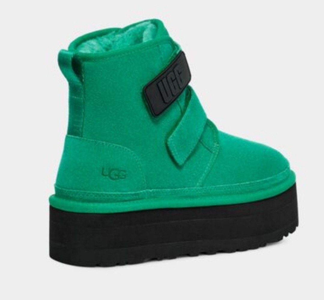UGG WOMEN NEUMEL PLATFORM STRAP EMERALD GREEN SUEDE BOOTS US 7/39