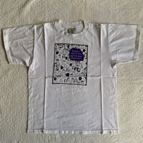 Vintage 90s Main Character Judy Horacek Comic T-Shirt White Single Stitch M - Picture 1 of 10