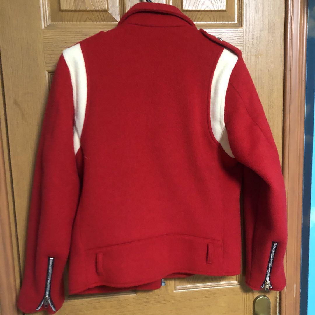 STUSSY Schott Jacket Wool Melton Riders Outer Size 36 Red Men's