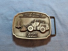 VINTAGE 1980's "CASE W30 LOADER, SPACE SHUTTLE" ADVERTISING PEWTER BELT BUCKLE