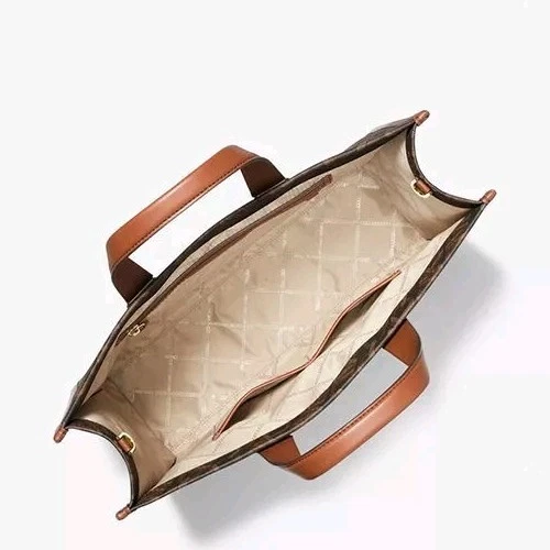 Совершенно новый Michael Kors Gigi большой логотип захват сумка с короткими ручками Дамская сумка сумка коричневый SignatureGold - Изображение 2 из 4