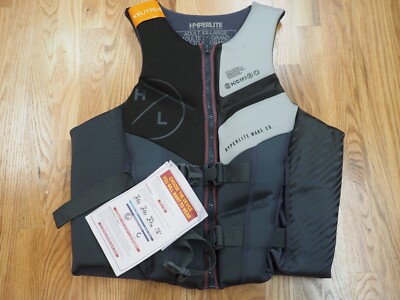 HyperLite Wake Co XXLarge 2 Buckle Zipper Life Jacket Vest Preserver Black/Gray