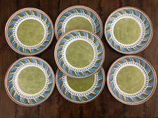 Set Of 7 Formation Metal 9 1/8” Salad Plates Enamel Camping Southwest Tuscan