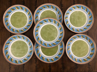 Set Of 7 Formation Metal 9 1/8  Salad Plates Enamel Camping Southwest Tuscan