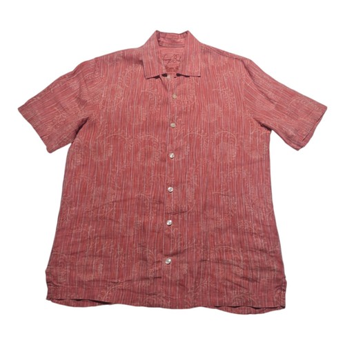 Tommy Bahama Silk Hawaiian Shirt Men's M Heather Red Short Sleeve Button Up EUC - Picture 2 of 4