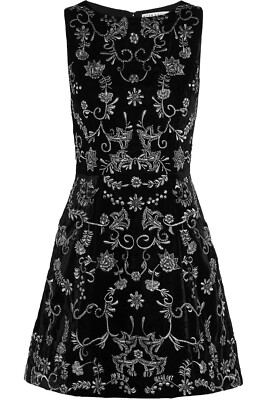 Alice + Olivia Lindsey Embroidered Velvet Dress Black Floral Size 2 NWOT  $695 | eBay