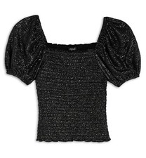 AQUA Girls Smocked Puff Sleeve Top Big Kid Ex...