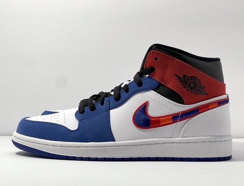 Nike Air Jordan 1 Mid SE White Red Blue Multi-Color Swoosh 852542-146 Size 8.5 - Picture 4 of 5