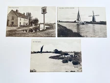 Lot of 3 Unposted Norfolk UK Postcards Album Kept Hickling Staithe, Bure River,