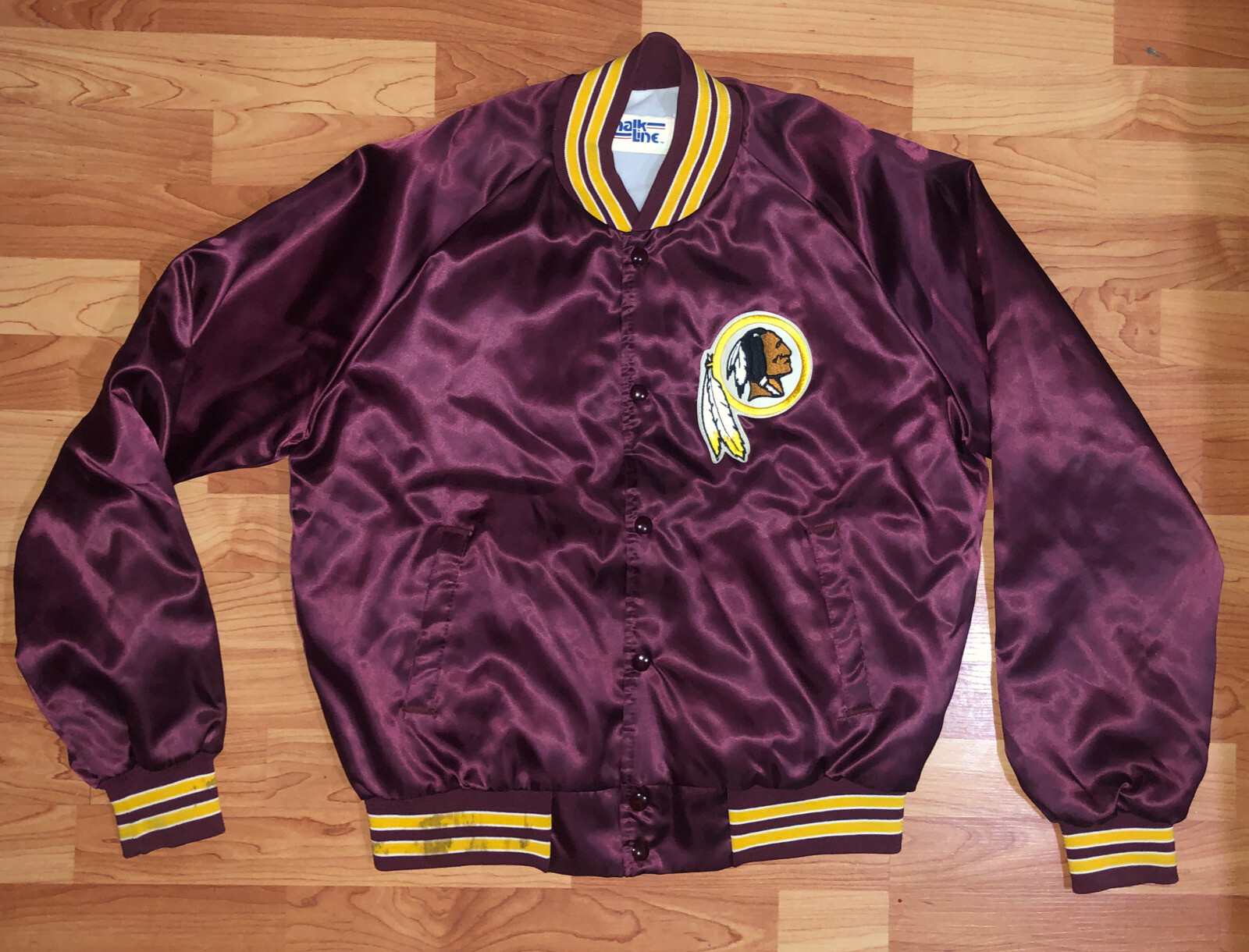 Vintage Chalk Line Washington Redskins Satin Bomber Snap Jacket Mens L