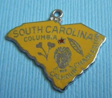 Vintage JMF enamel South Carolina SC state map sterling charm