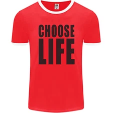 Choose Life Fancy Dress Outfit Costume Mens Ringer T-Shirt FotL