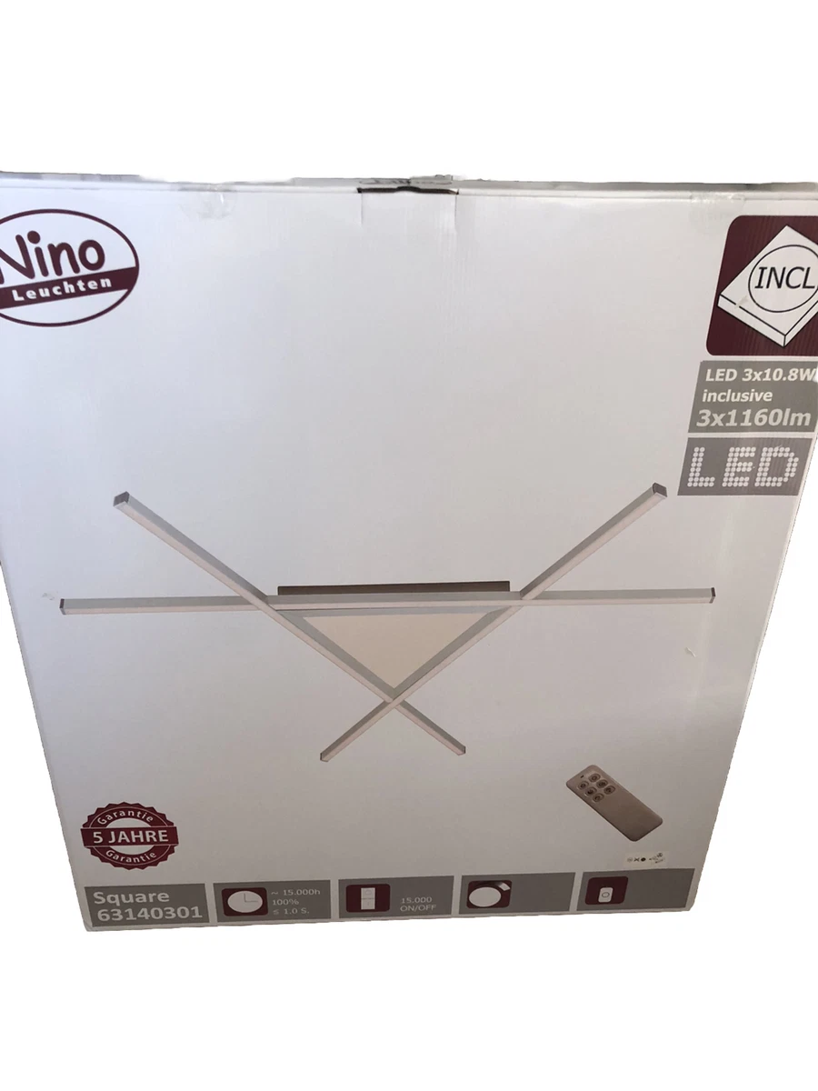 Nino Deckenleuchte Square Weiß Silber 32.4W 3x 1160lm LED dimmbar 