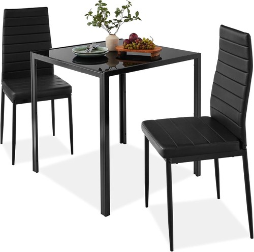3-Piece Glass Dining Set Modern Kitchen Table Furniture for Dining Room Dinette