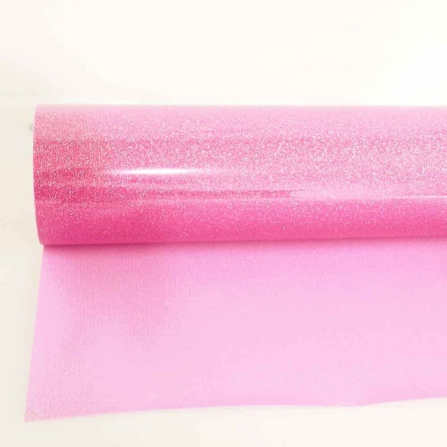 Pink Glitter Iron On Heat Transfer Vinyl Film DIY, Sheet For Cricut On