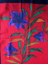 VTG Sunkyung Sa Vibrant Red Blue Green Purple Floral Silk Scarf 34" Square
