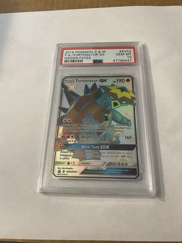 2019 Pokemon Sun & Moon Turtonator GX Full Art Hidden Fates SV52 PSA 10