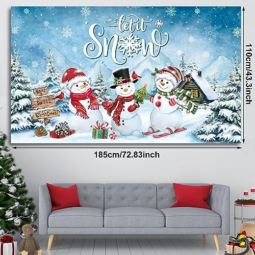 Christmas Backdrop for Photography Rustic Xmas Background Winter Snowman Gifts - Picture 3 of 7