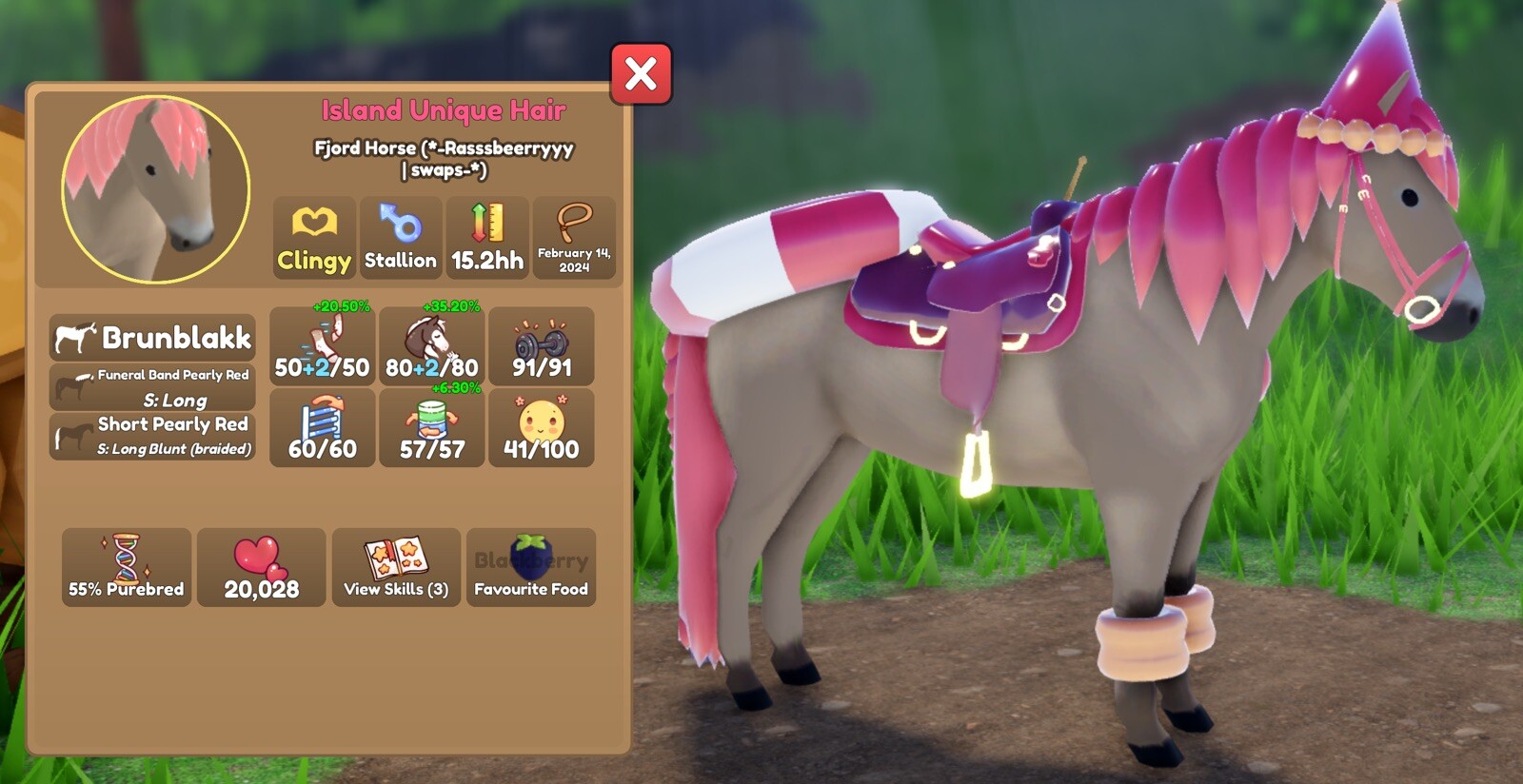 wild horse islands | Roblox | Island unique hair/IUH Red Pearl FJORD