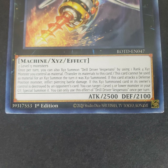 YuGiOh! TCG Drill Driver Vespenato Rise of the Duelist ROTDEN047 1st