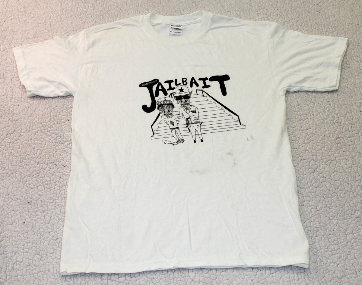 Jailbait Trash Nasty T-Shirt Adult MEDIUM White Short Sleeve