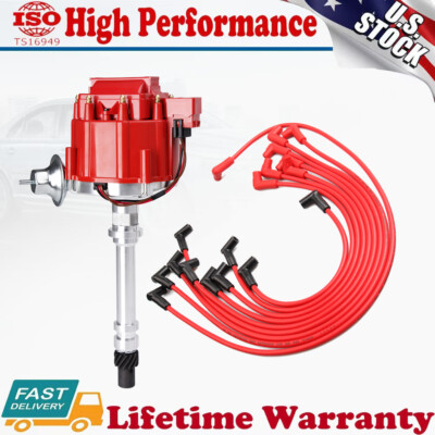 Distributor & Spark Plug Wires Ignition Combo Kit For Chevy SBC 350 BBC 454 HEI